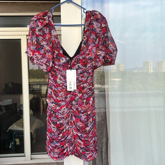 NWT ZARA Ruched Floral Mini Dress XS - Picture 4 of 6